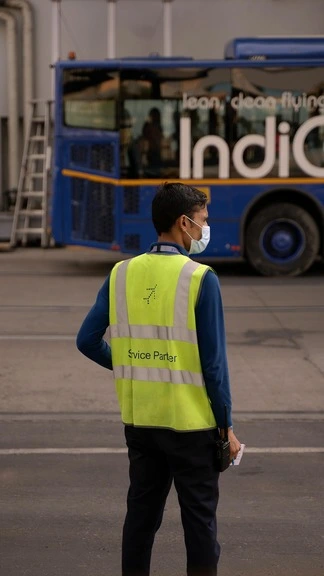 Service worker in the airport Service worker in the airport
